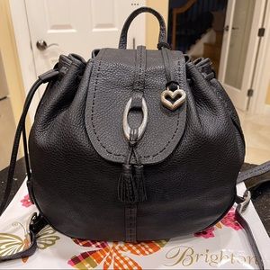 BRIGHTON BLACK SUPPLE PEBBLE GRAIN LEATHER RUSTY SHOULDER BAG BACKPACK